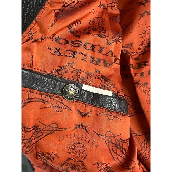 VTG 90's Y2K Harley Davidson Black Leather Jacket Motorcycle Size Medium - Picture 8 of 9